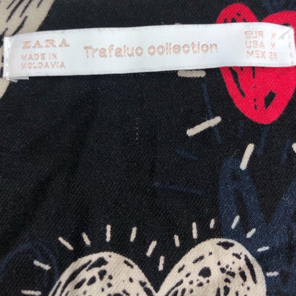 Zara Heart Print Dress Size Medium Tie Back - Picture 3 of 5